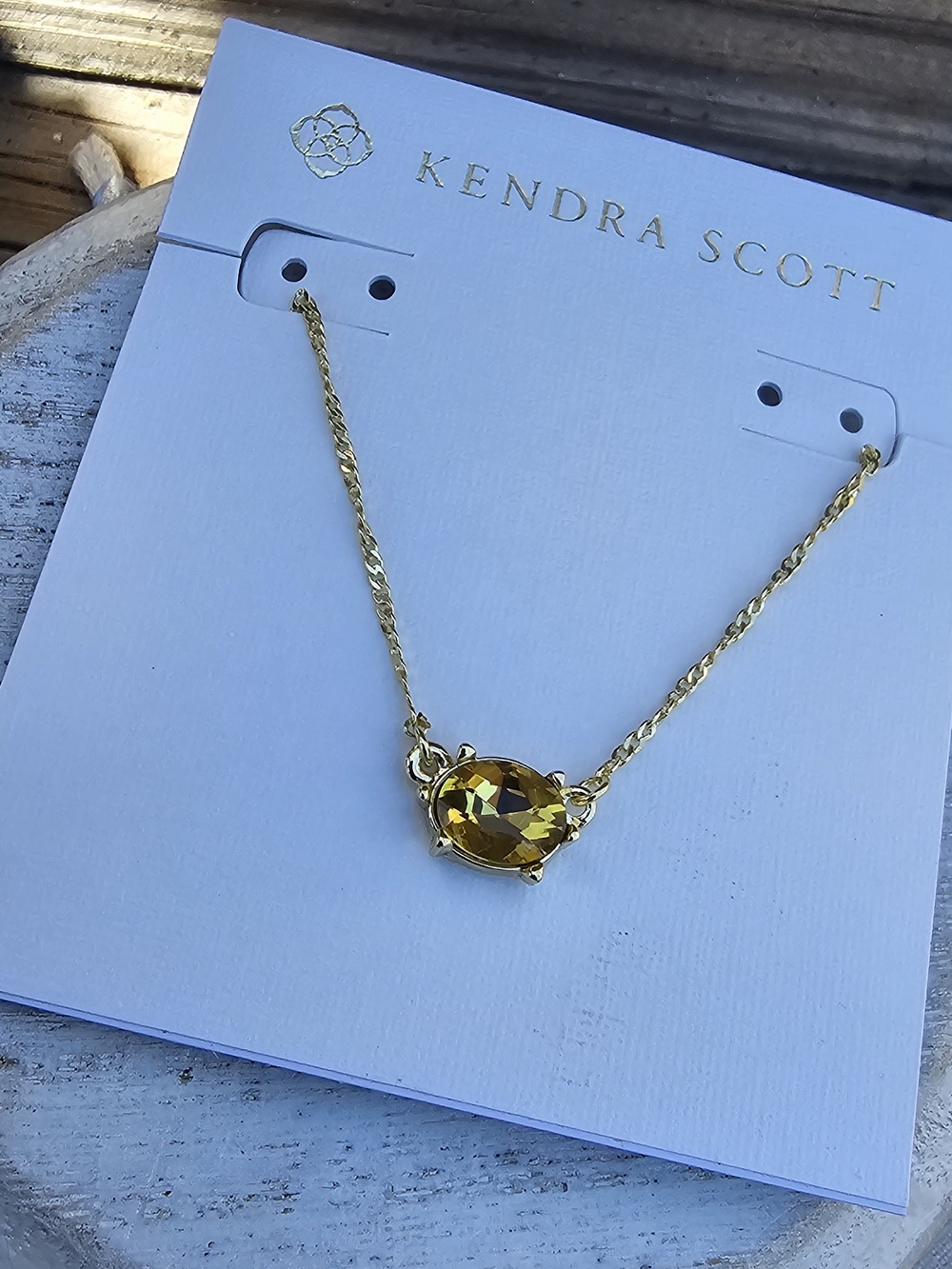 Kendra Scott Cailin Gold Pendant Necklace in Golden Yellow Crystal